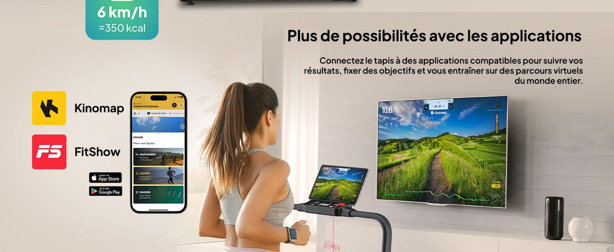 Tapis de course pliable ZIPRO Newlite - Tapis de course sous bureau Walking Pad pour la maison jusqu'à 10 km/h Appareil de fitness Télécommande Bluetooth