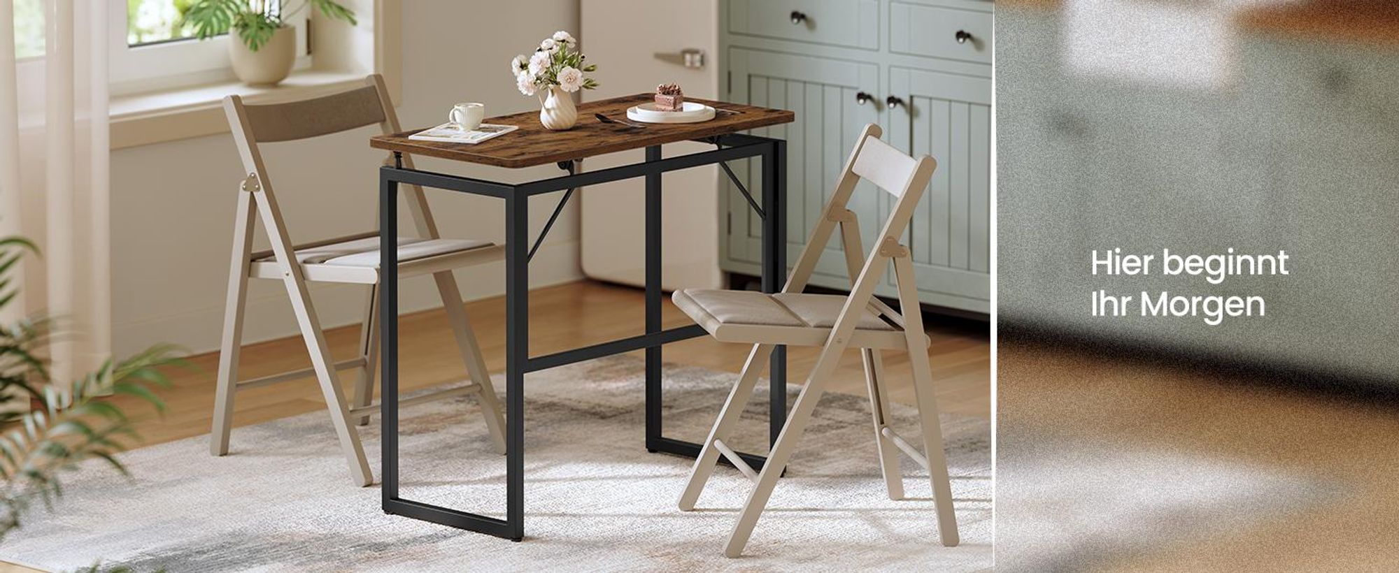 VASAGLE Klapptisch, kleiner Schreibtisch klappbar, Computertisch, Tischplatte aus einem Stück, abgerundete Ecken, 80 cm