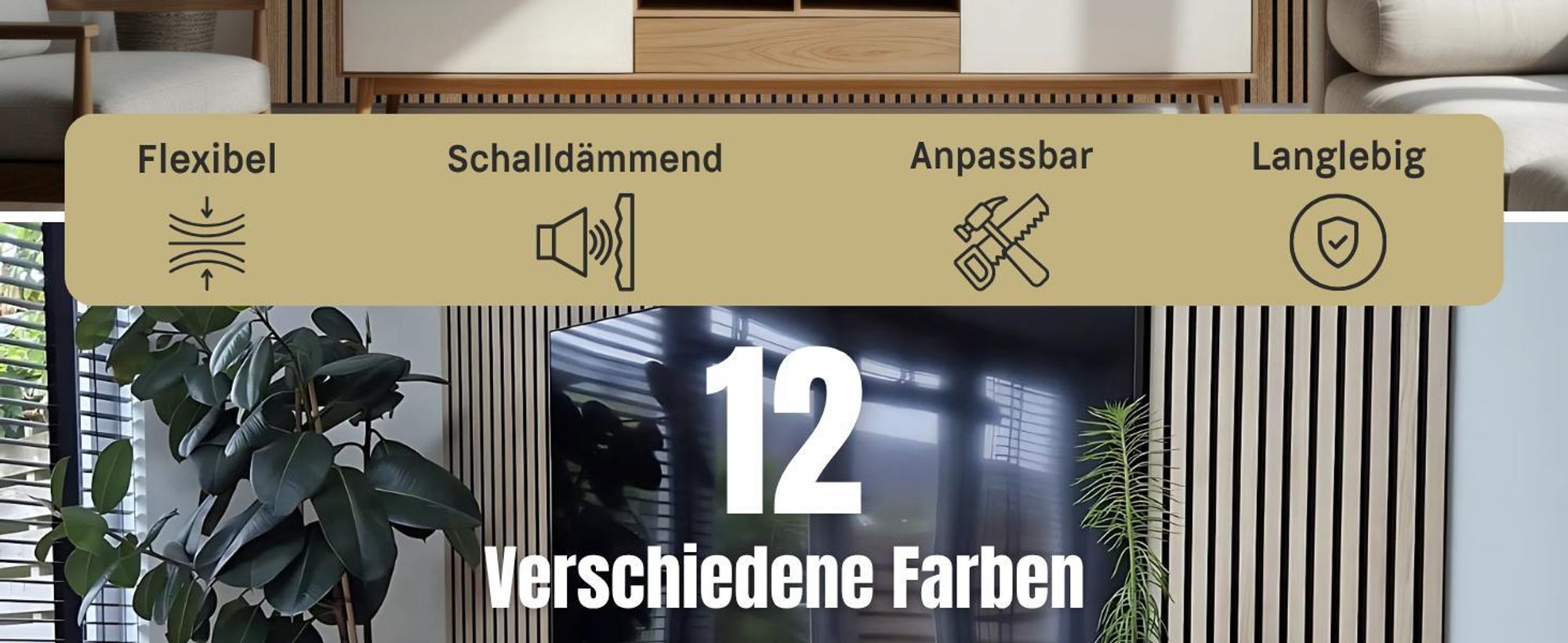 HEXIM Akustikpaneele 138,5x60cm Holz Comfort - flexible Holzpaneele Platten Lamellenwand MDF Wandpaneele Lamellenverkleidung Wandverkleidung schalldämmend (0.83m² Palomino)