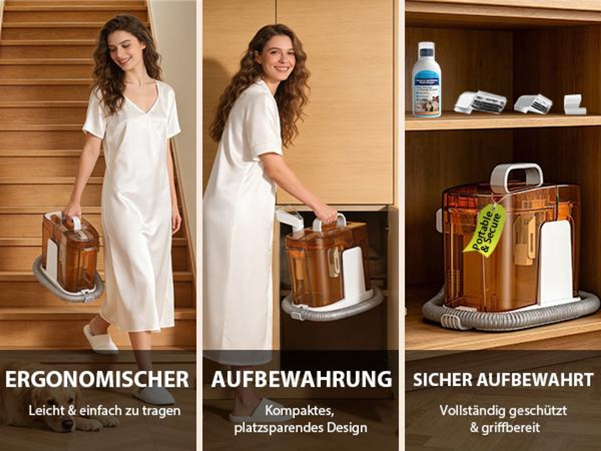 Grenintol Waschsauger bis zu 25 kPa, 600 W Nasssauger, Teppichreiniger und Polsterreiniger mit 1,45 l + 1,6 l Doppeltank für Sofa Auto Matratze