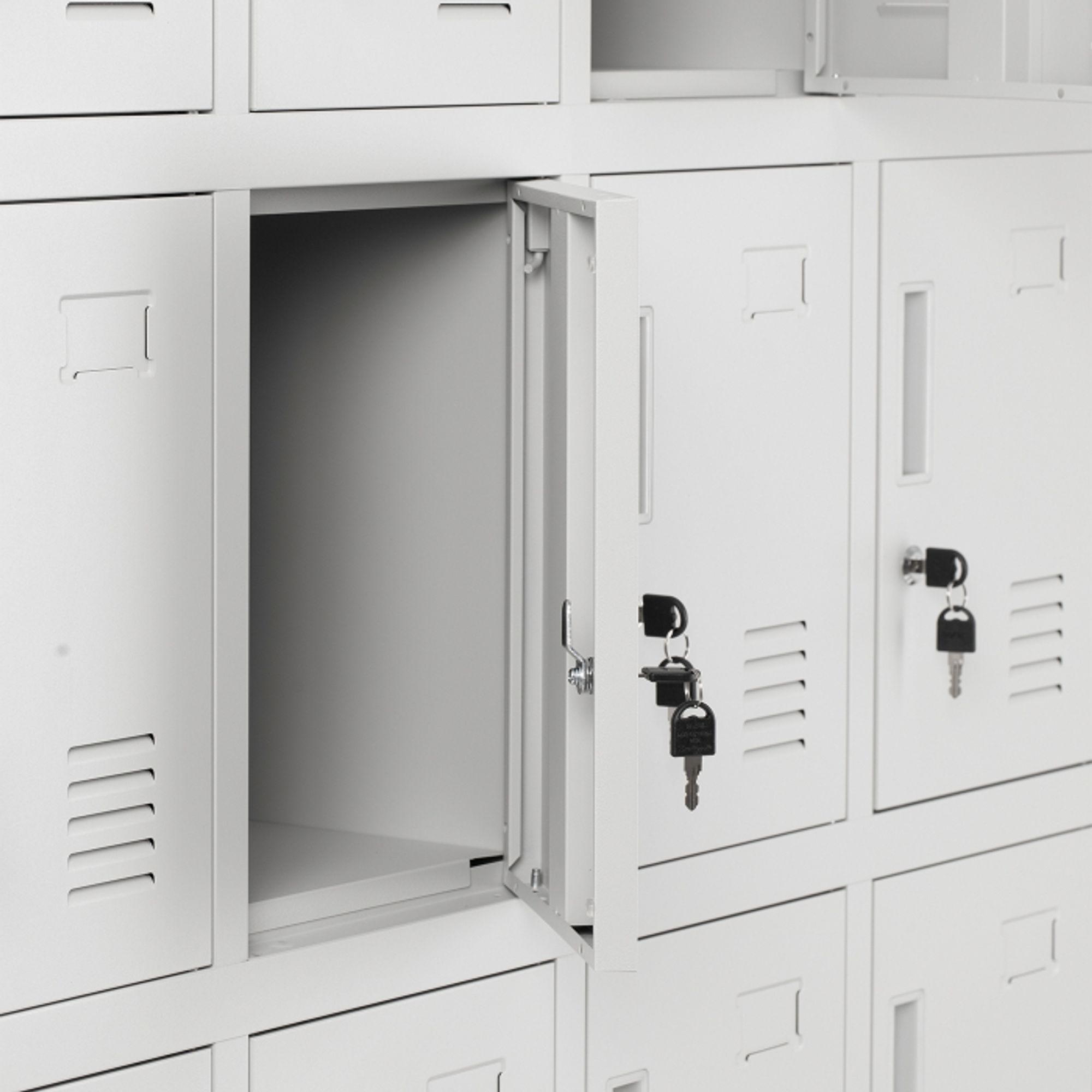 Umkleideschrank 5B4A Fächerschrank Schließfachschrank mit 20 Fächern Wertfachschrank Metall Pulverbeschichtung 172 cm x 136 cm x 45 cm (H x B x T) Farbe: Grau