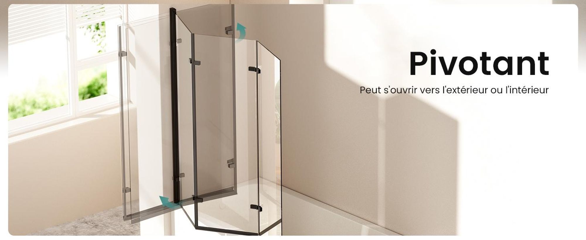 EMKE Paroi de douche 120 x 140cm cadre noir mat baignoire paroi pliante nano-revêtements ESG verre de sécurité paroi de douche verre pour baignoires