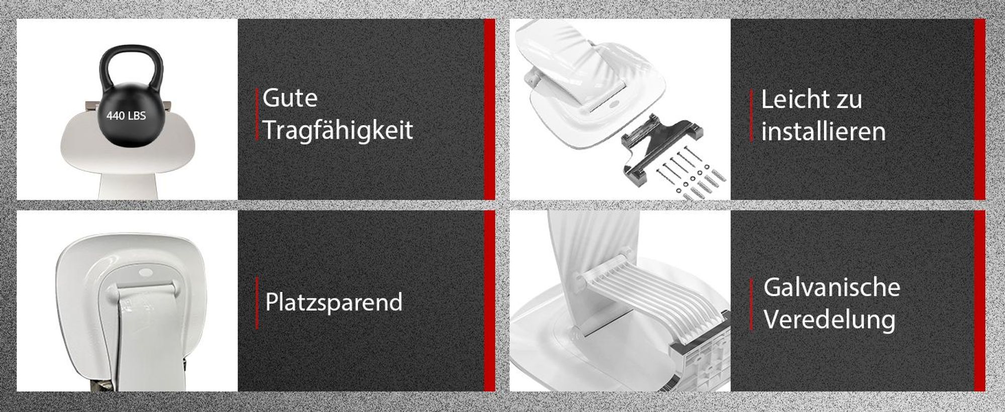 HEUFFE Duschsitz Klappbar Wandmontage Duschklappsitz Klappsitz Dusche bis 200kg Badestuhl Duschhocker-Badhocker Hocker Duschstuhl für Senioren, Weiß
