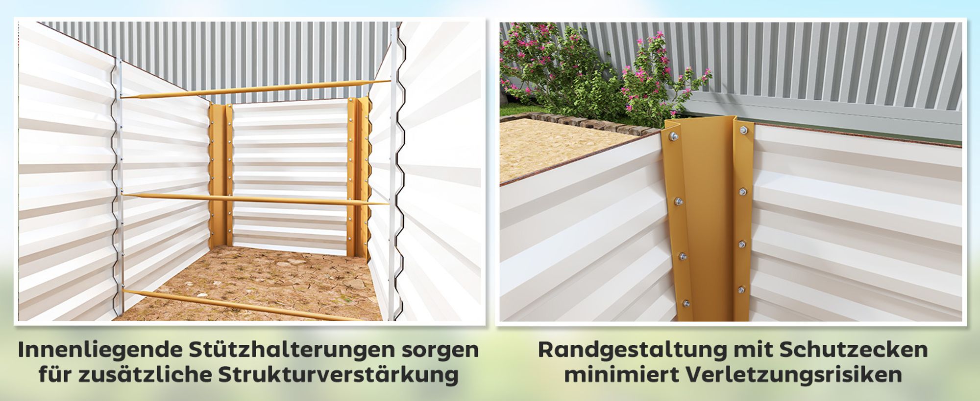 Outsunny Hochbeet Blumenhochbeet witterungsbeständig, aus Verzinkter Stahl