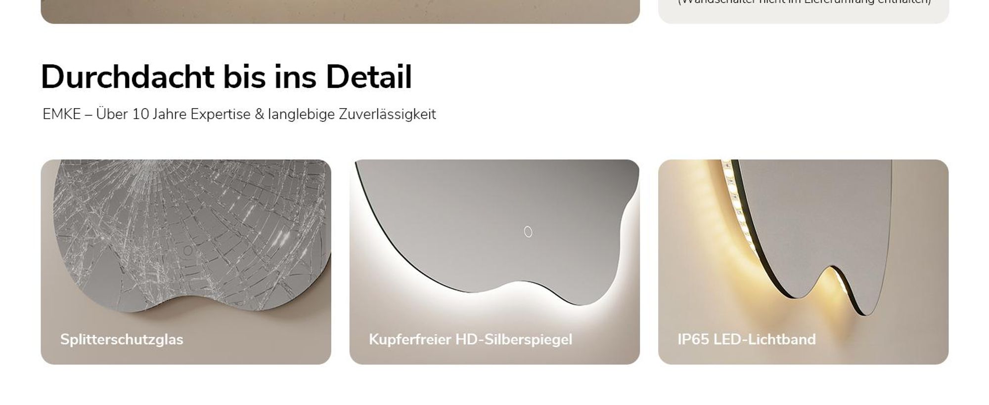 EMKE LED Badspiegel 60 x 50 cm - Beschlagfrei - 3 Lichtfarben Dimmbar - Touch Schalter - Organische Form Badezimmerspiegel mit Beleuchtung