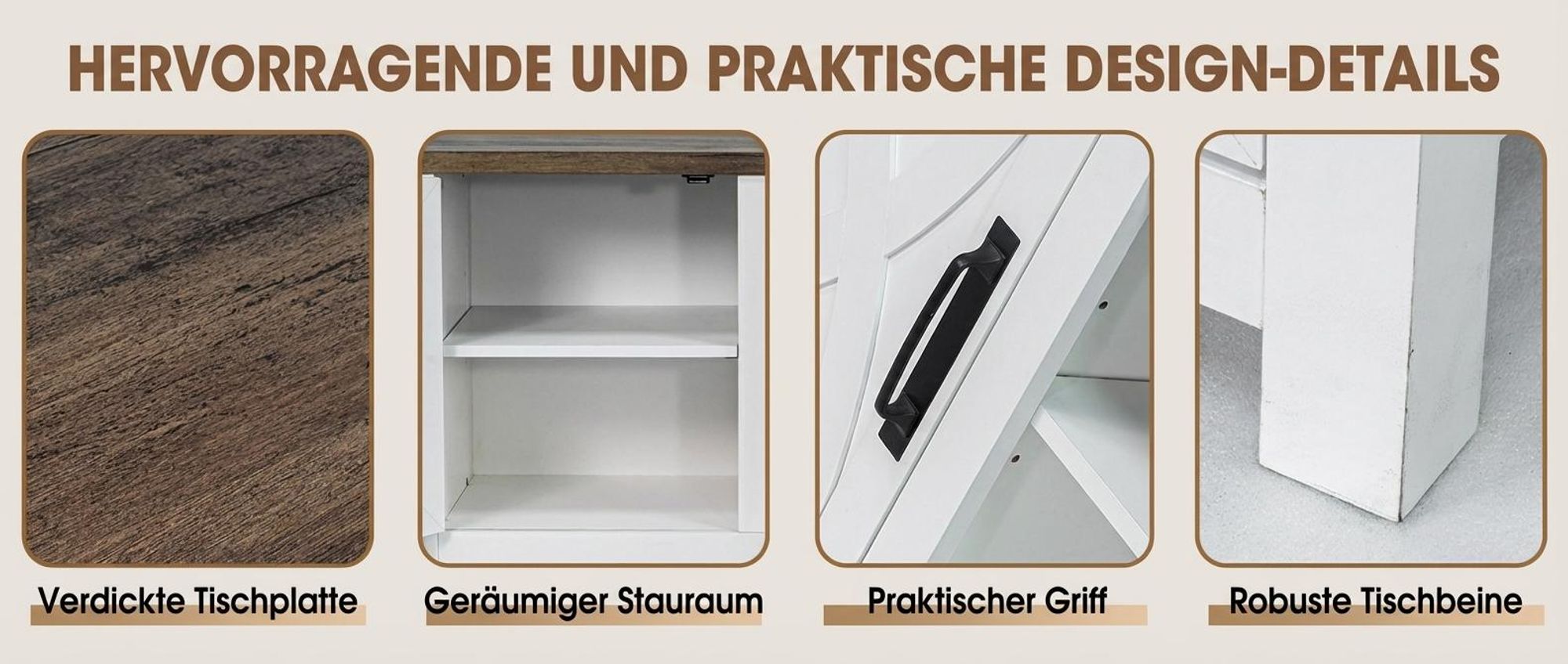 Parrot Uncle TV-Schrank für Fernseher bis 65 Zoll, MDF, Weiß , mit 2 offenen Fächern und 2 Tür, 147 x 41 x 62 cm, 54 kg Tragkraft