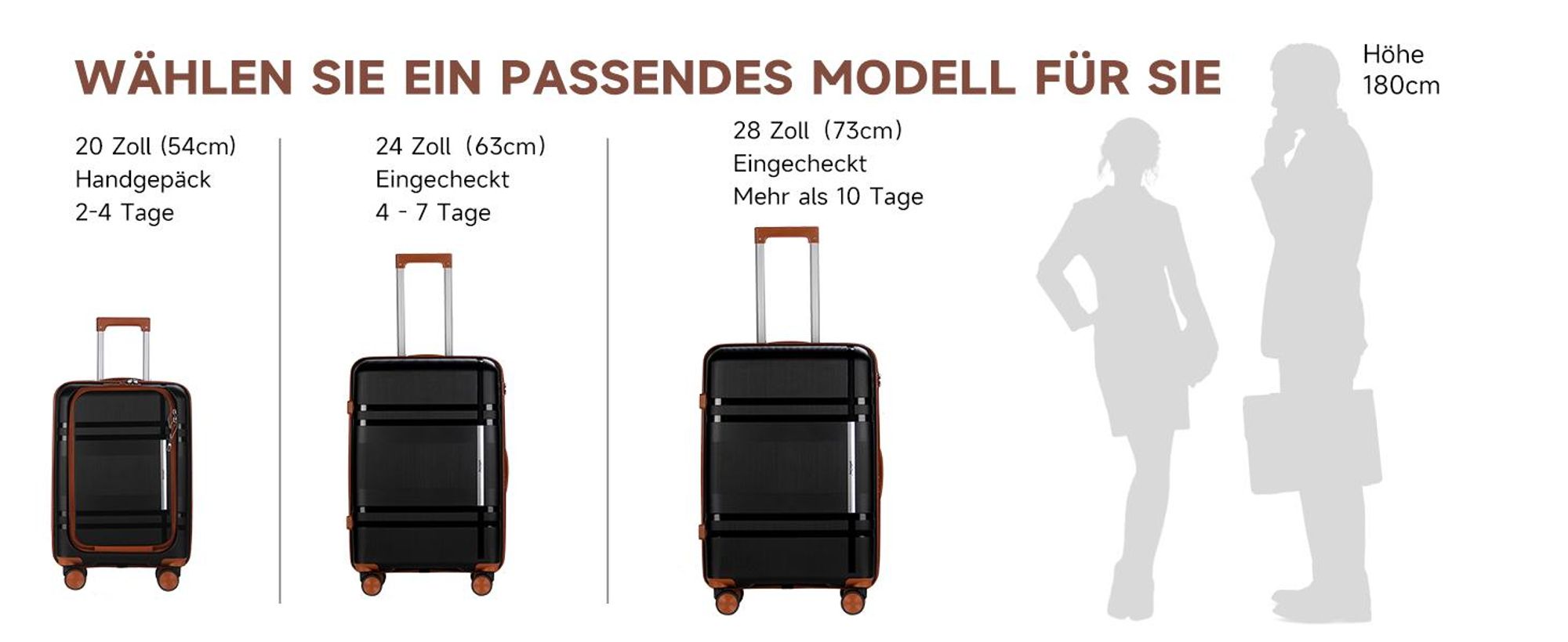 HOMELUX Hartschalen-Koffer Trolley Rollkoffer Reisekoffer Handgepäck 4 Rollen (M-L-XL-Set)  6939 Schwarz