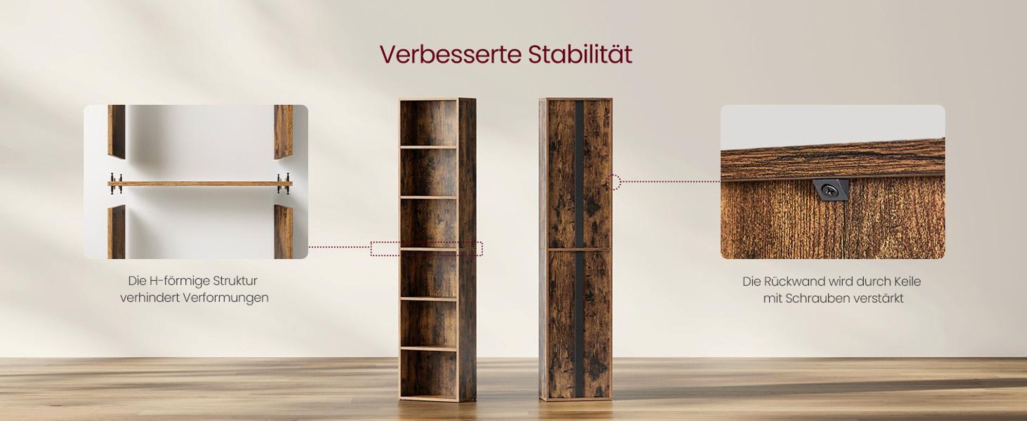 VASAGLE Bücherregal, mit 6 Ebenen, Standregal, Aufbewahrungsregal, für Wohnzimmer, Büro, Schlafzimmer, Arbeitszimmer, 24 x 40 x 178,5 cm