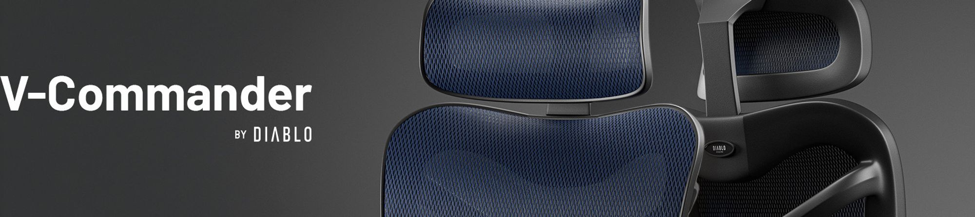Diablo V-Commander Ergonomischer Bürostuhl Schreibtischstuhl Chefsessel 3D Armlehnen Verstellbare Kopfstütze & Sitzfläche Netzstof Farbe: Schwarz-Blue