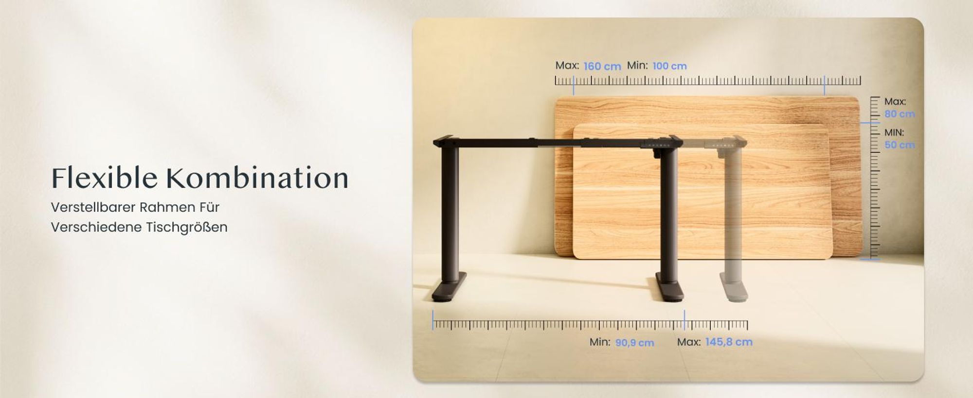 FLEXISPOT CylineX Höhenverstellbarer Schreibtisch mit elegant abgerundeten Tischbeinen 80 kg Tragkraft 4 Memory-Funktion, Antikollisionsschutz Schwarz