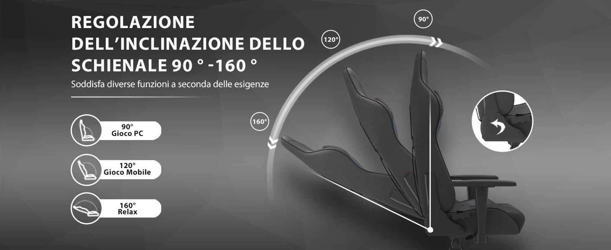 Sedia da gaming SENSE7 Spellcaster in tessuto nero-blu - Sedia da ufficio ergonomica, sedia da scrivania per PC, sedia da gaming, portata 150 kg, braccioli 2D, reclinabile a 160°, poltrona direzionale