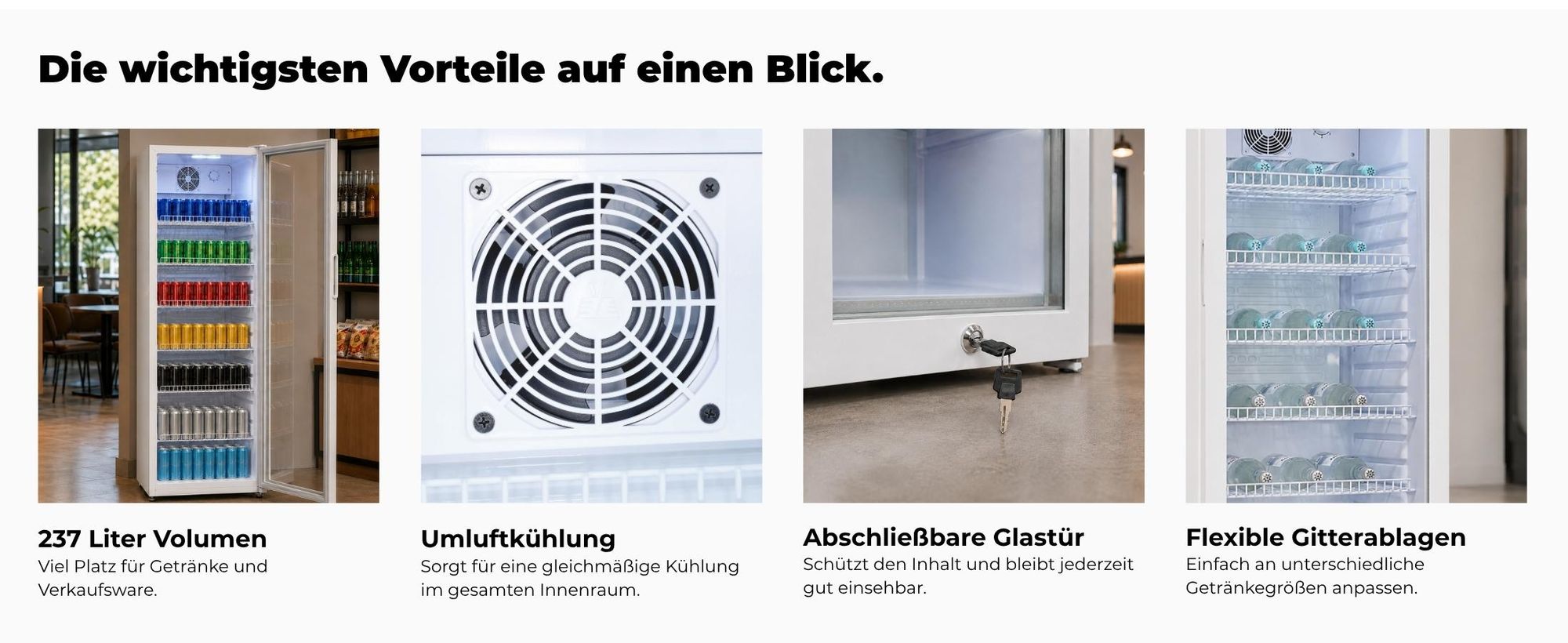 Exquisit Glastürkühlschrank 237 l | für bis zu 71 Flaschen | Energieklasse C | Isolierglastür | Umluftkühlung | LED-Beleuchtung | 6 Gitterablagen | Tü
