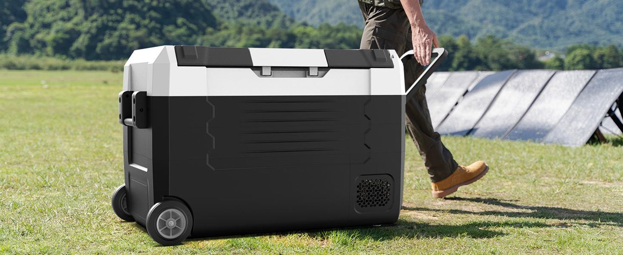 55L Kompressor Kühlbox Dual Zone bis -20℃, 12/24V DC & 230V AC,Kühlbox Kompressor mit APP-Steuerung, Gefrierbox für Auto, Boot, Camping, Geländefahrt
