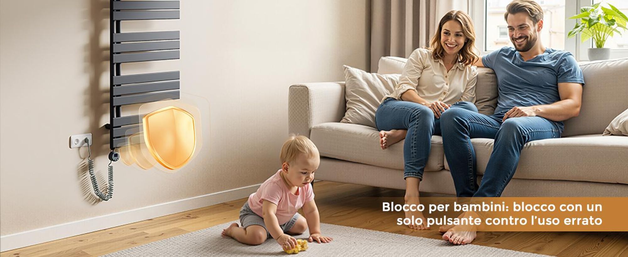 S'AFIELINA elemento riscaldante con termostato 300W, timer programmabile e display LCD, WiFi, per radiatori da bagno, acciaio inox, controllo intelligente, antracite