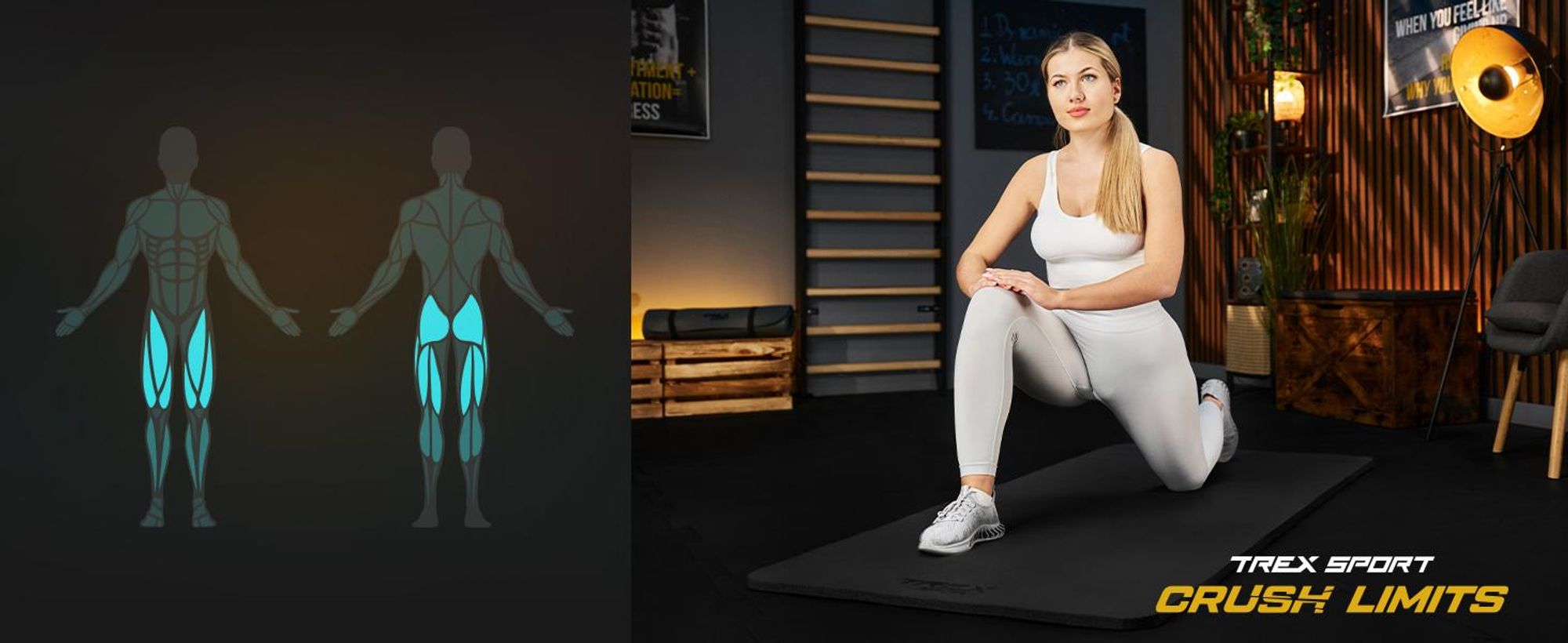 TREX SPORT Gymnastikmatte Fitnessmatte 2cm TX-029NGM | Yogamatte Pilates 190×80×2cm | Trainingsmatte rutschfest, wasserdicht | Sportmatte schwarz