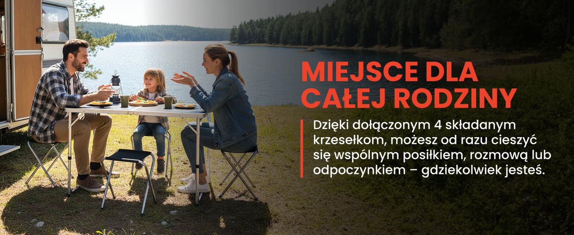 Składany stół kampingowy w walizce o długości 120 cm w kolorze czarnym
