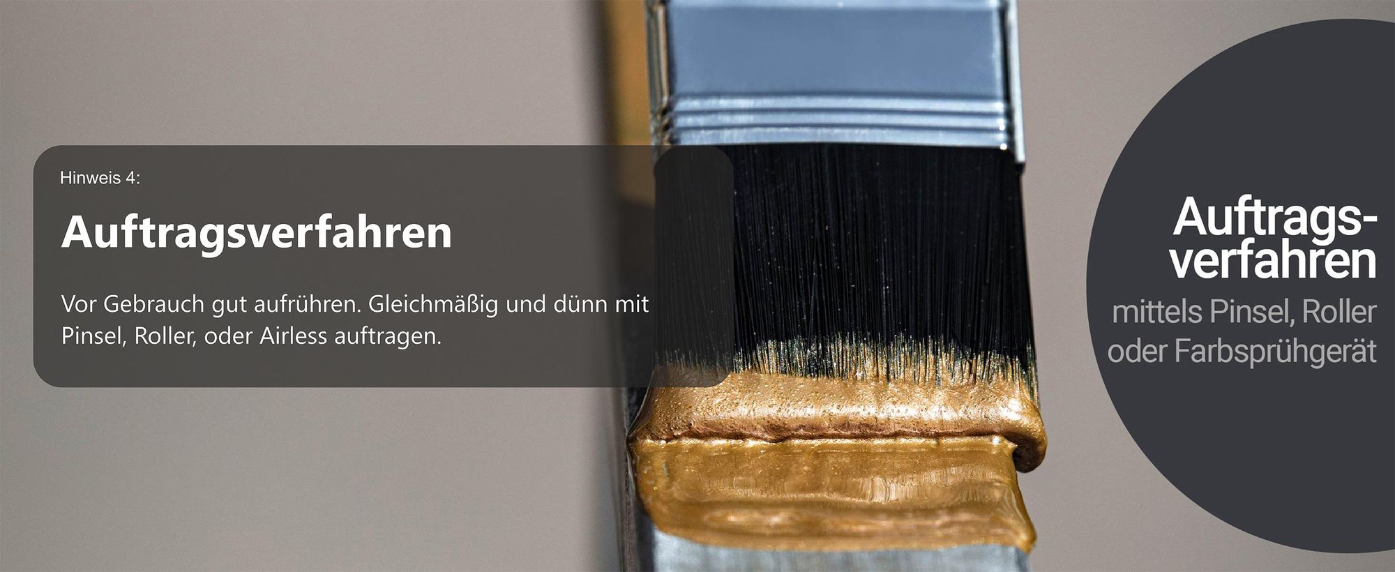 Auftragsverfahren Farbe auftragen mit Pinsel Rolle oder Farbsprühgerät