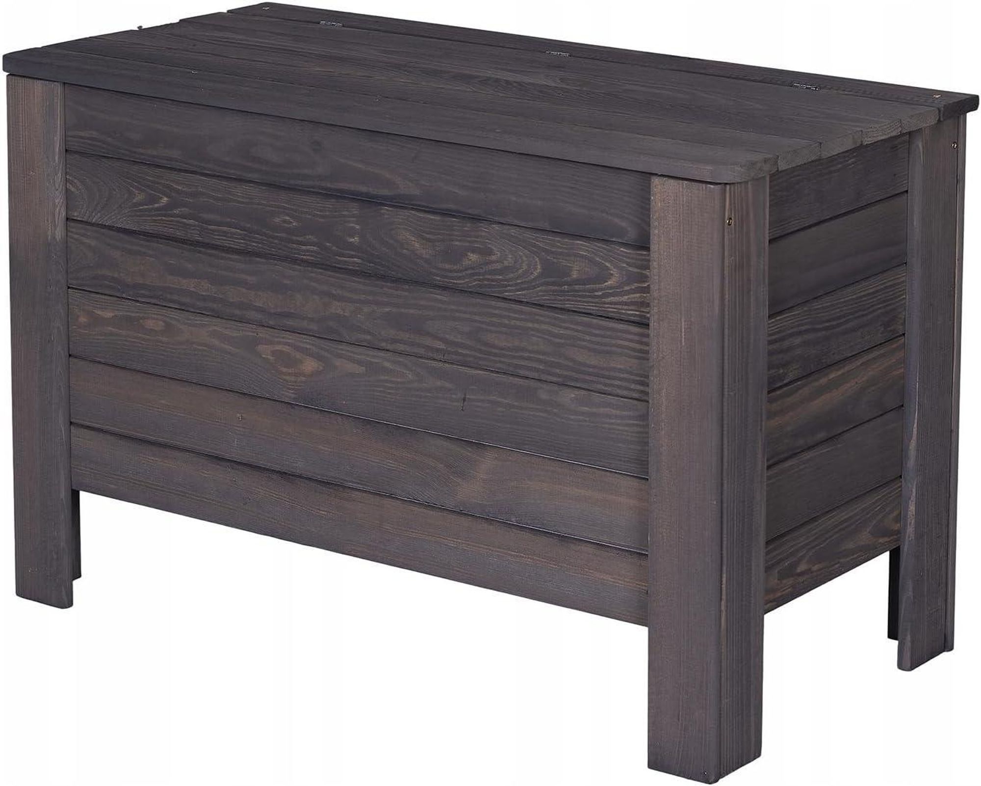 STOLMAK Gartenbox aus Holz 166 l 80x52x40 cm Schwarz Massivholz Kiefer Auflagenbox Kissenbox Holztruhe Aufbewahrungsbox Gartenmöbel