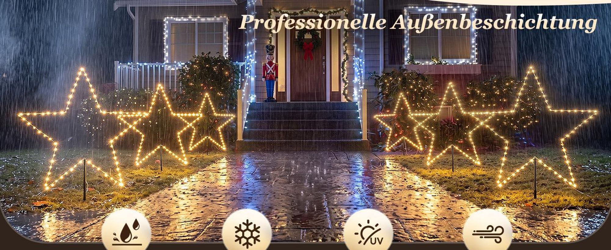 SALCAR LED Gartenstecker Sterne 60 cm, 180 LEDs, 3er Set, 8 Modi, Timer, LED Leuchtsterne, Außen Weihnachts & Gartendekoration für Garten Lighting