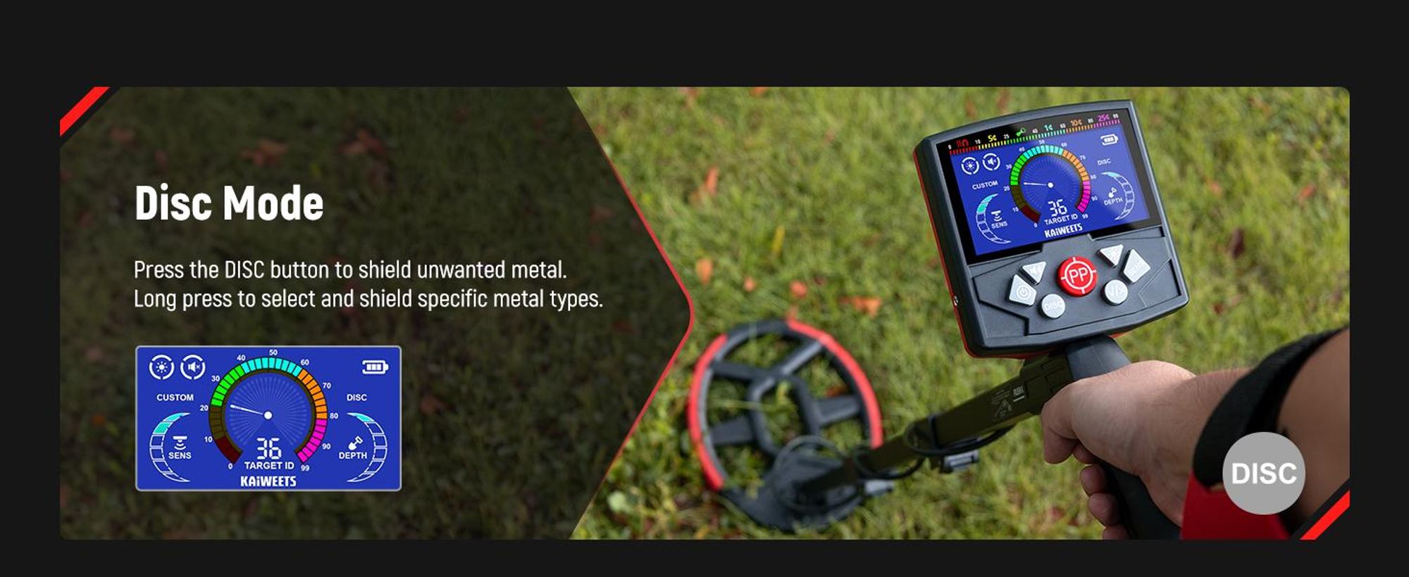 KAIWEETS Metalldetektor Explorer X III, LCD-Farbdisplay, faltbar, IP68 wasserdicht