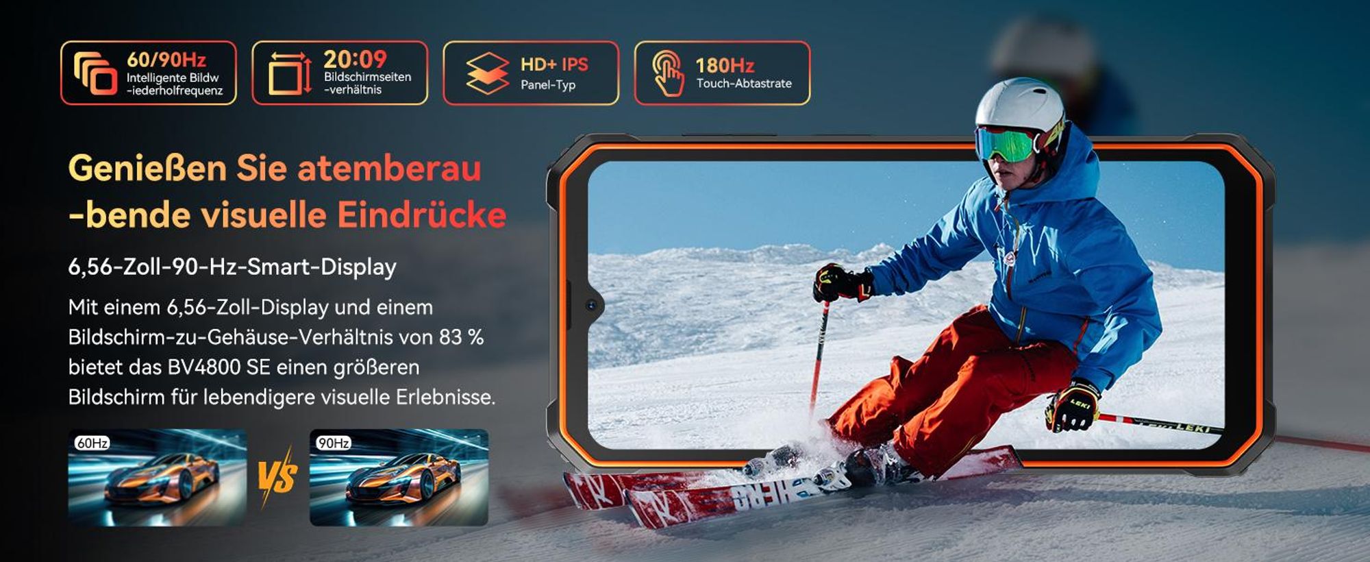 Blackview BV4800 SE Outdoor Handy, 6.56 Zoll, 90 Hz, 5100 mAh, 12GB+64GB, 16 MP+8MP,Helio Octa Core,Face ID,Smart-K BOX