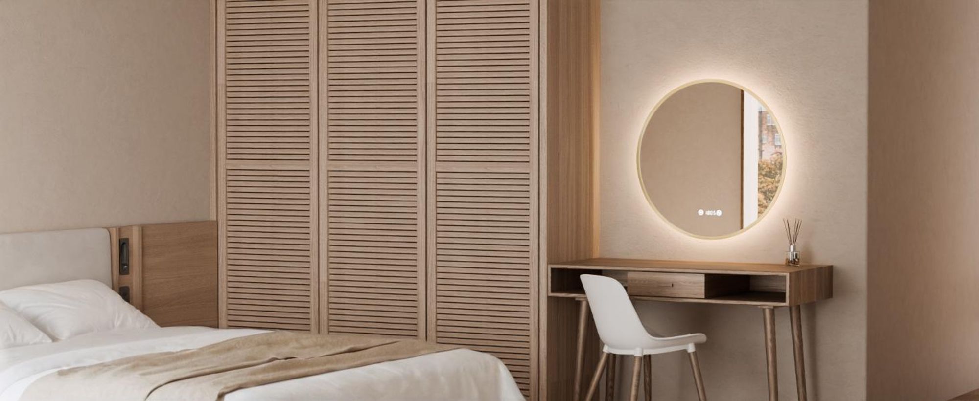 S'AFIELINA Badspiegel mit Beleuchtung Rund 60 cm Diameter, LED Badspiegel mit Touch, Beschlagfrei, Dimmbar, Uhr, Temperatur, Speicherfunktion,Gold