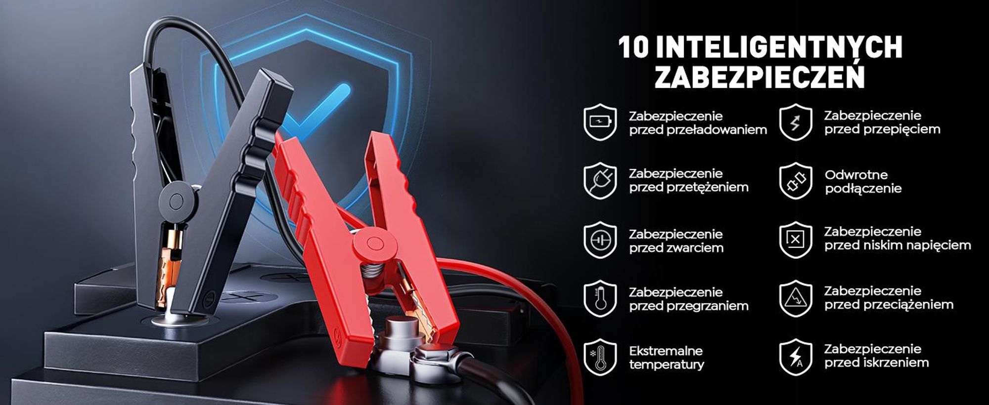 Powerbank Buture do rozruchu silnika, prąd szczytowy 6000 A, 26800 mAh, powerbank do rozruchu silnika samochodowego, zasilacz rozruchowy trzy w jednym
