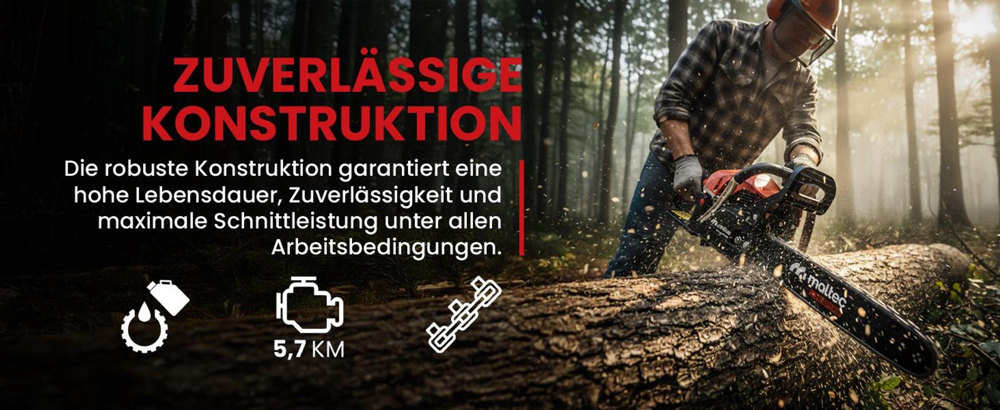 Benzin- Motorsäge- Kettensäge mit zuverlassige Konstruktion