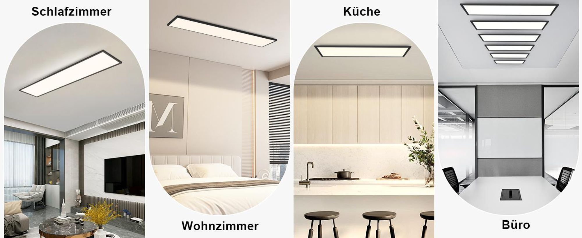 ZMH LED panel čierny stmievateľný 120 x 30 cm Stropné svetlo do bytu Kancelária s diaľkovým ovládaním Obývacia izba Lampa 48W