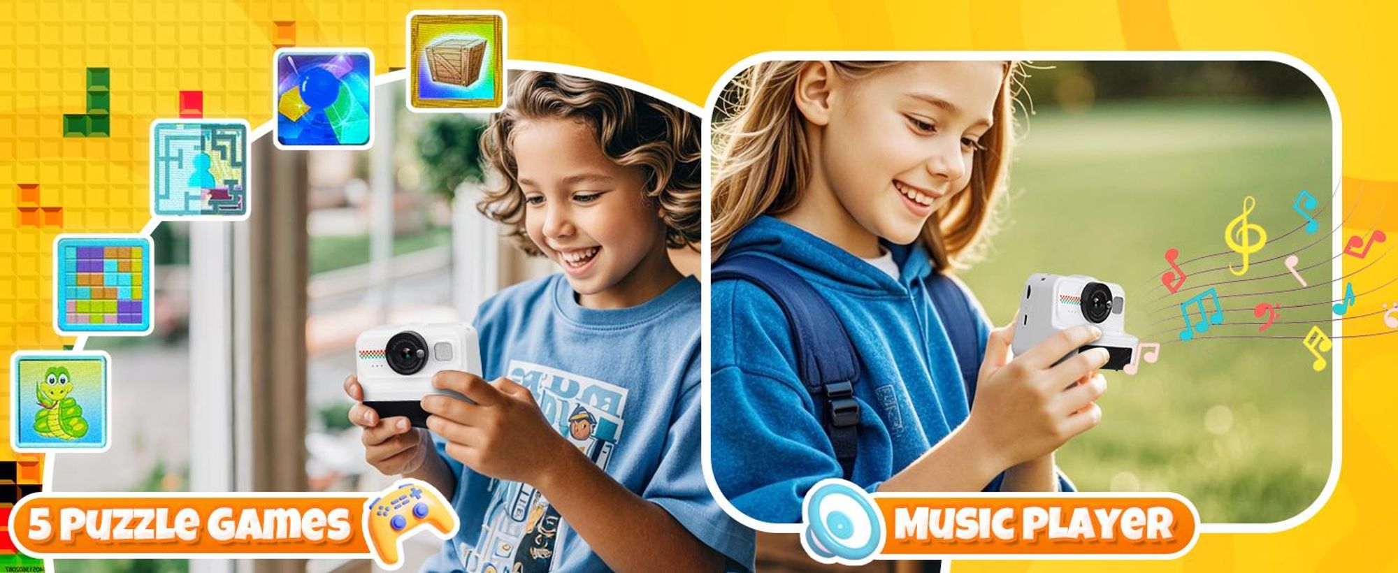 Kinderkamera, Kinder Digitalkamera, Sofortbildkamera, 1080P HD Kinder kamera, mit 32GB Karte & 3 Rollen Druckpapier