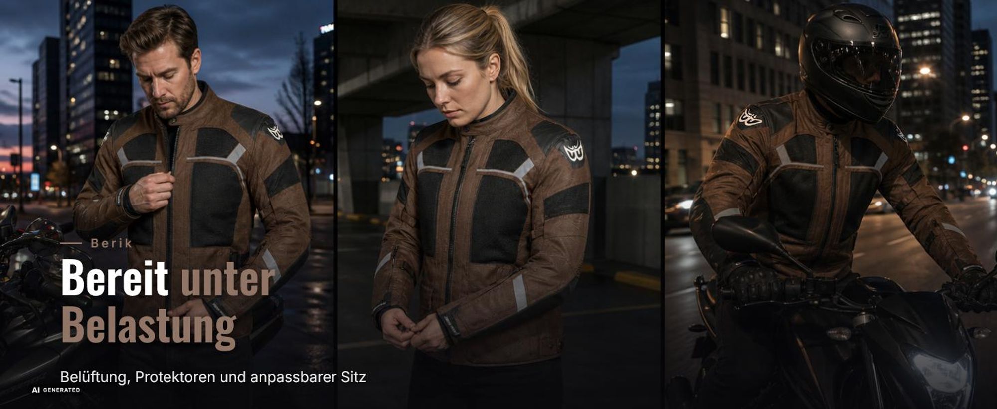 Berik Absolute Terra Motorrad Textiljacke, olivgrün/schwarz, 52