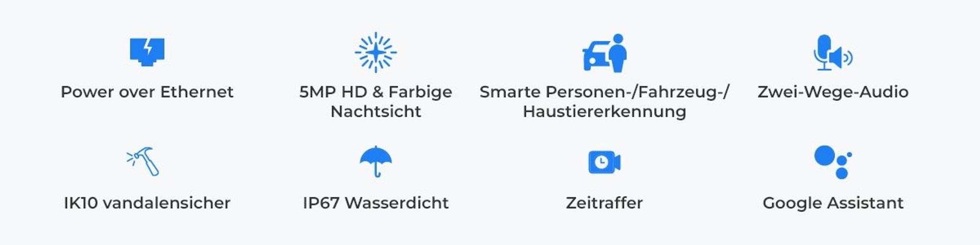 Reolink RLC-540A, 5MP IK10 Vandalenschutz PoE Überwachungskamera, Farbnachtsicht, Personen-/Fahrzeug-/Tiererkennung, Zwei-Wege-Audio, IP67, Sirene