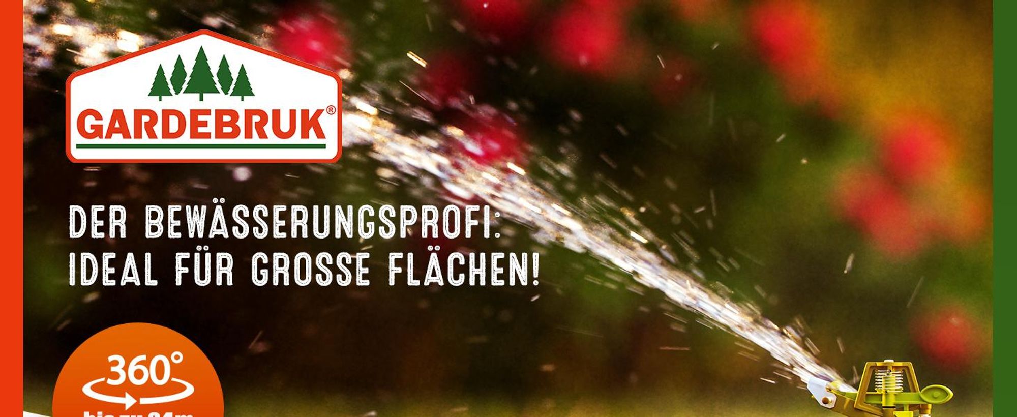 GARDEBRUK® Sprinkler Erdspieß Sprengweite bis 24m Garten Impulsregner Rasensprenger Sektorenregner Gartenbewässerung Wassersprinkler Bewässerungssystem Kreisregner