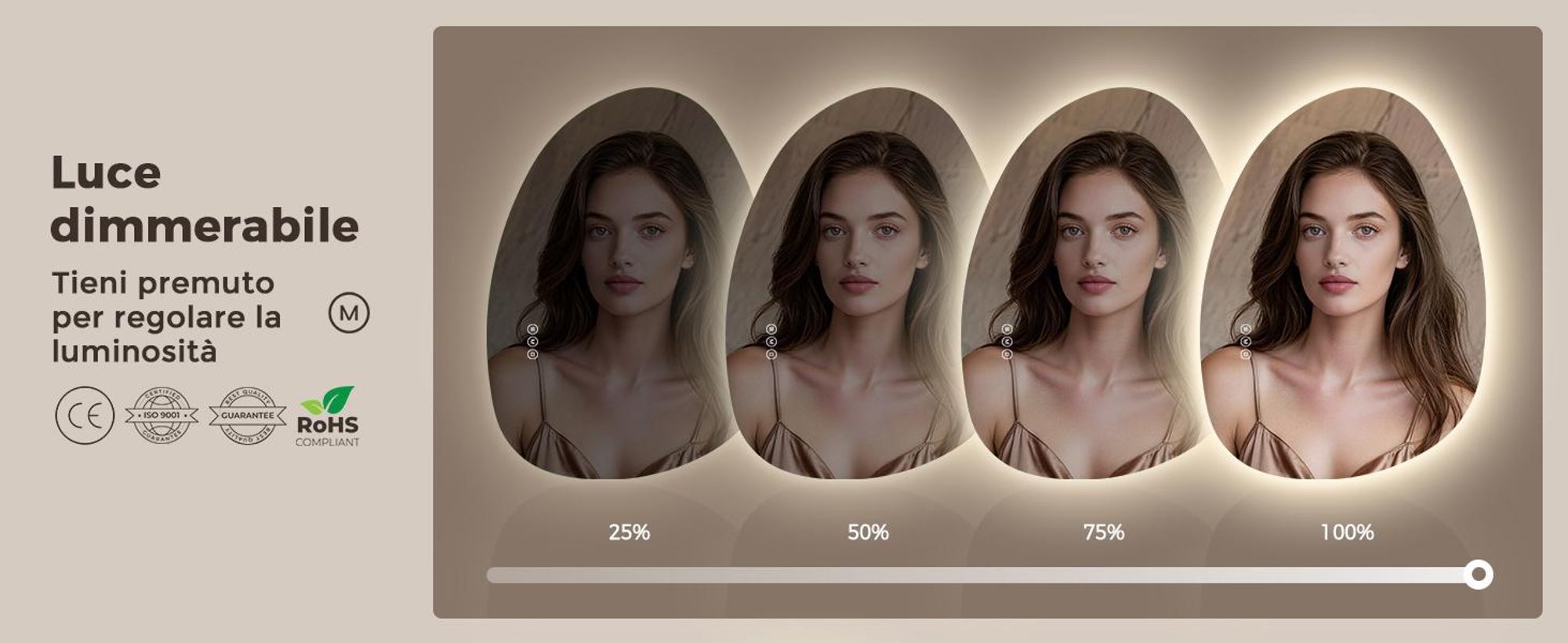 S'AFIELINA specchio da bagno con illuminazione 75×55cm Specchio da parete con interruttore a LED 3 colori di luce e dimmerabile, antiappannamento e funzione memoria