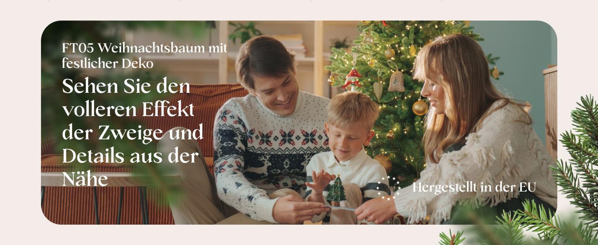 FAIRYTREES Weihnachtsbaum künstlich 180cm Nordmanntanne SLIM Premium | Tannenbaum Holzständer |  EU | Christbaum künstlich mit Naturgetreue Spritzguss Elemente