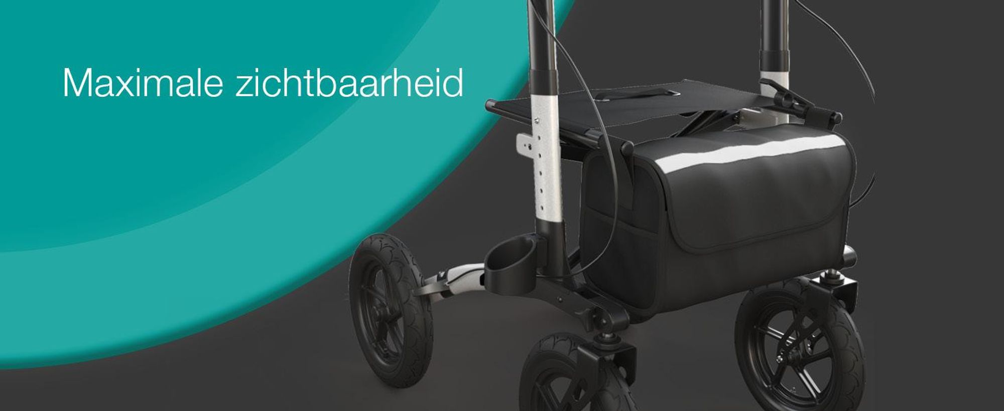 ELONEO inklapbare rollator met zitplaats, outdoor rollator met luchtbanden, inclusief zitvlak, rugsteun en verstelbare loopsteun van aluminium
