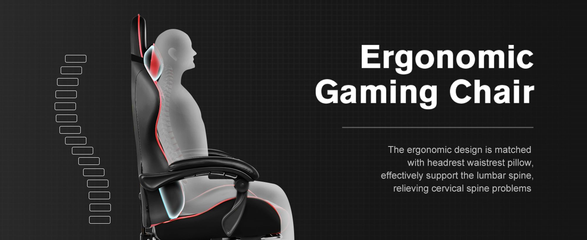 GTPLAYER Gaming-Stuhl Schreibtischstuhl, Ergonomischer Bürostuhl Mit Massagefunktion und Fußstütze, Gestänge Handlauf, Fußkreuz aus Stahl, Rot