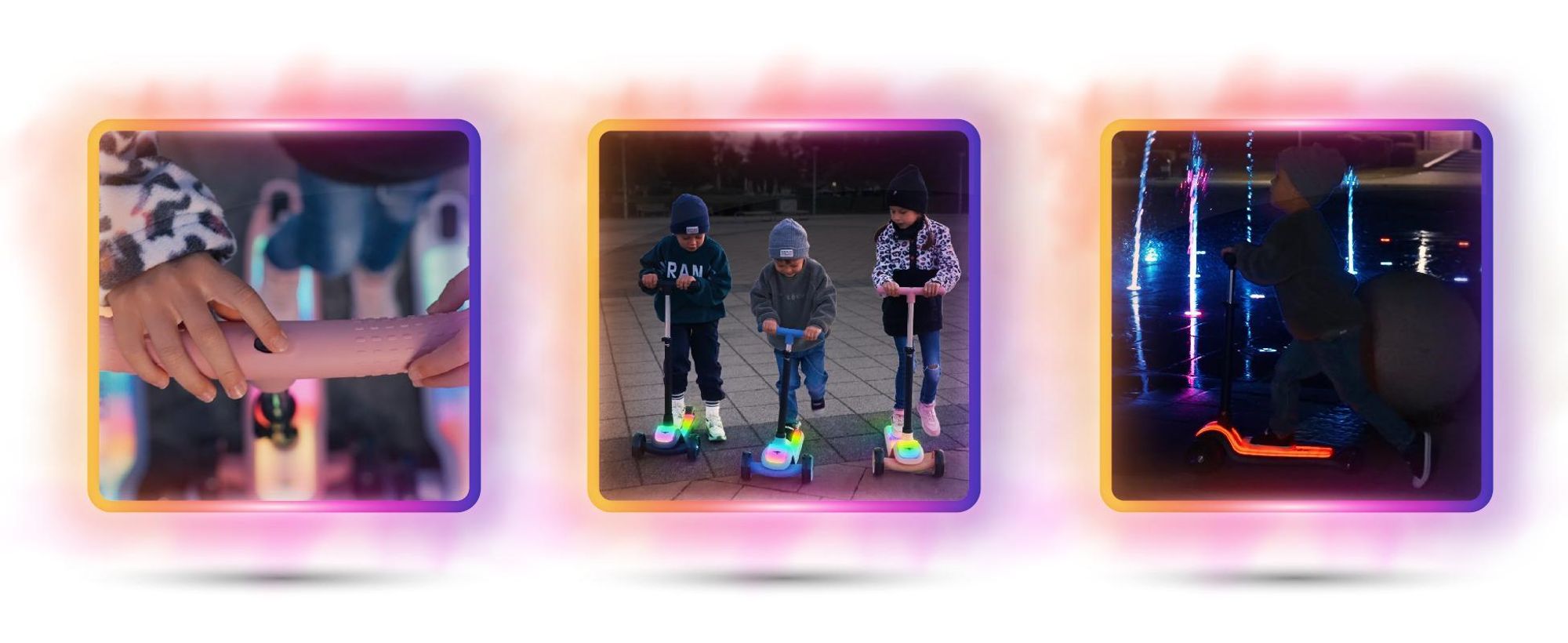 LUMI RIDE monopattino per bambini monopattino per bambini a tre ruote con ruote a LED, freni posteriori, regolabile in altezza, caricabile fino a 50 kg, pieghevole rosa Sun Baby