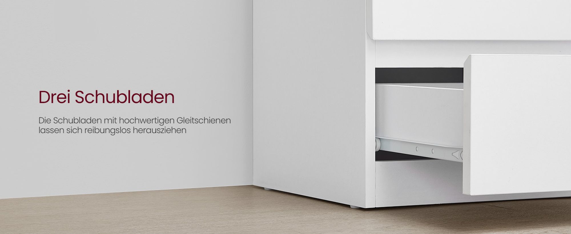 VASAGLE Nachttisch mit LED-Beleuchtung, mit 3 Schubladen, weiß, 2 St.