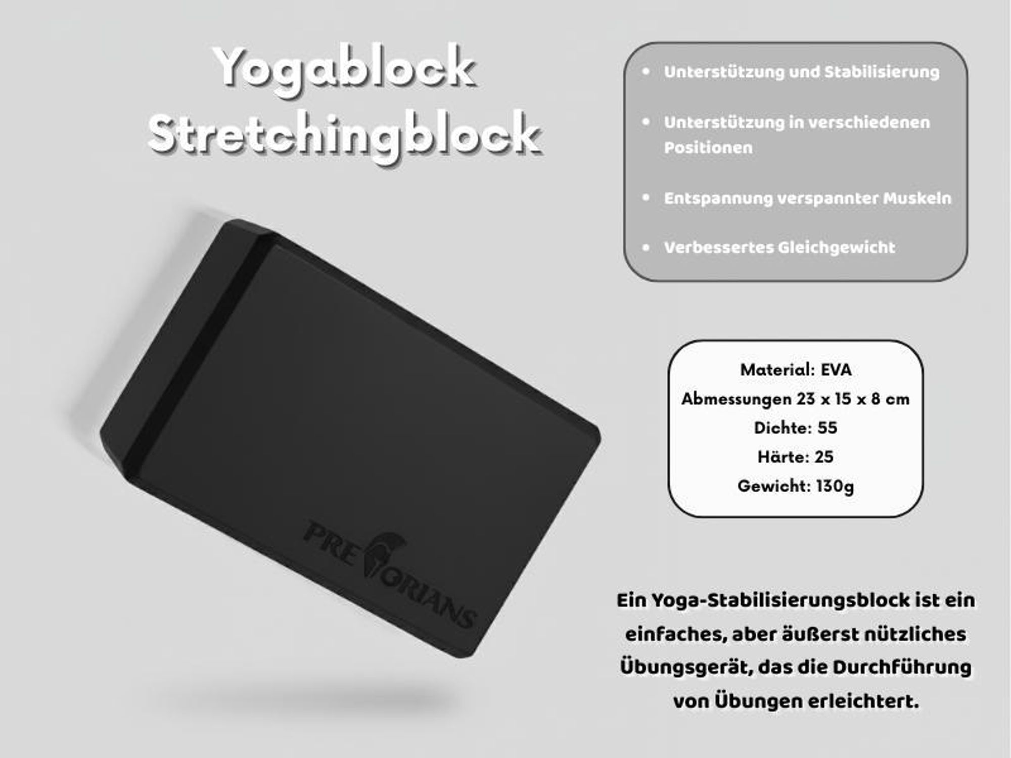 Yoga block für Gymnastik Fitness Handstand Stretching Pilates Schwarz