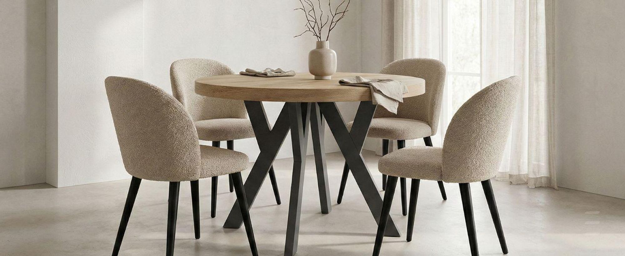 Runder Ausziehbarer Tisch für Esszimmer, PERO, Loft-Stil, Skandinavische, Durchmesser: 110 / 160 cm, Farbe: Eiche Sonoma / Schwarz