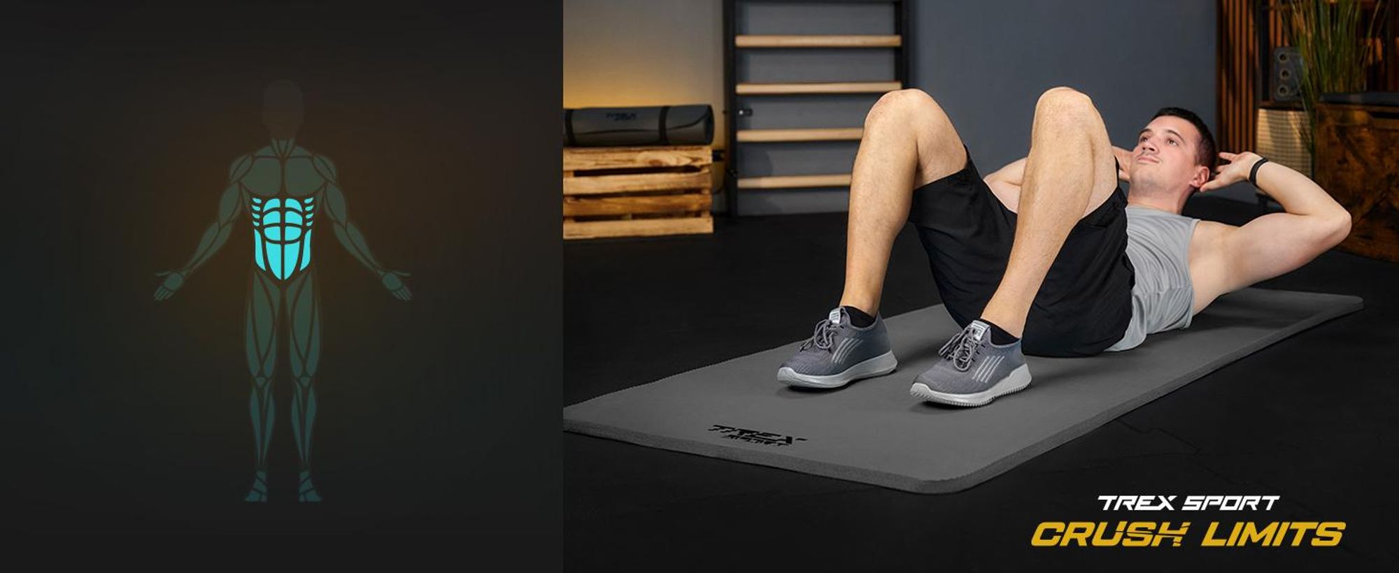 TREX SPORT Gymnastikmatte Fitnessmatte 2cm TX-029NGM | Yogamatte Pilates 190×80×2cm | Trainingsmatte rutschfest, wasserdicht | Sportmatte grau