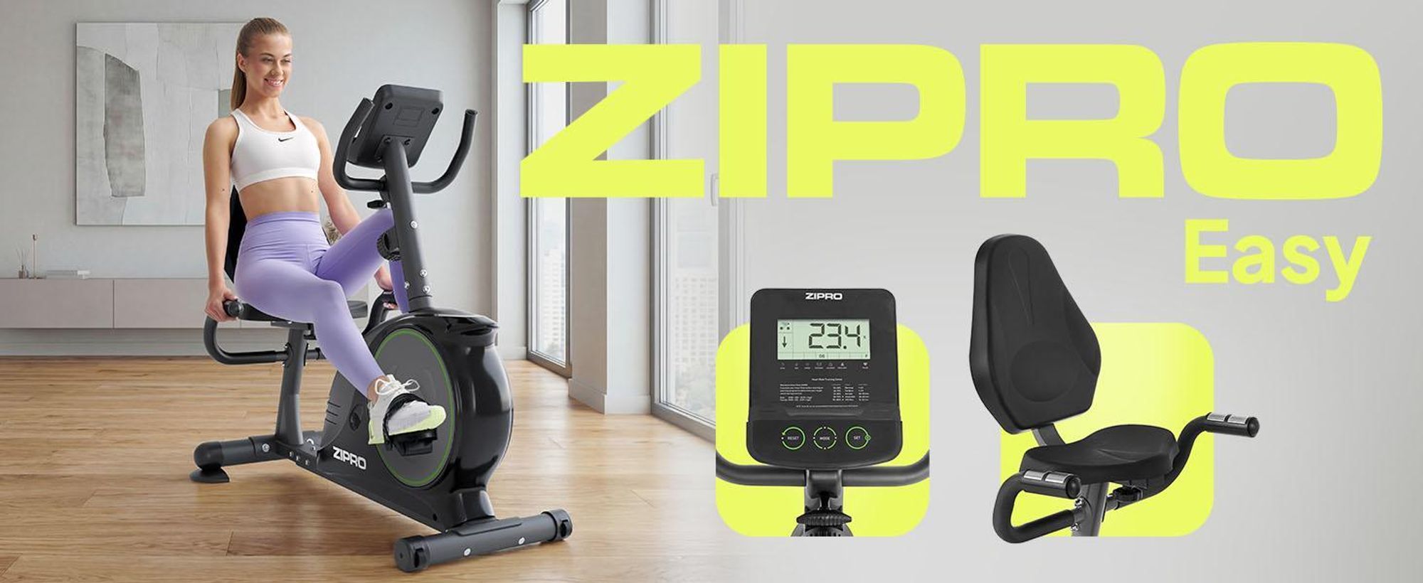 Zipro Easy recumbent bike | ergometro recumbent per l'allenamento a casa | cyclette con 8 livelli di resistenza | massa volanica di 8 kg