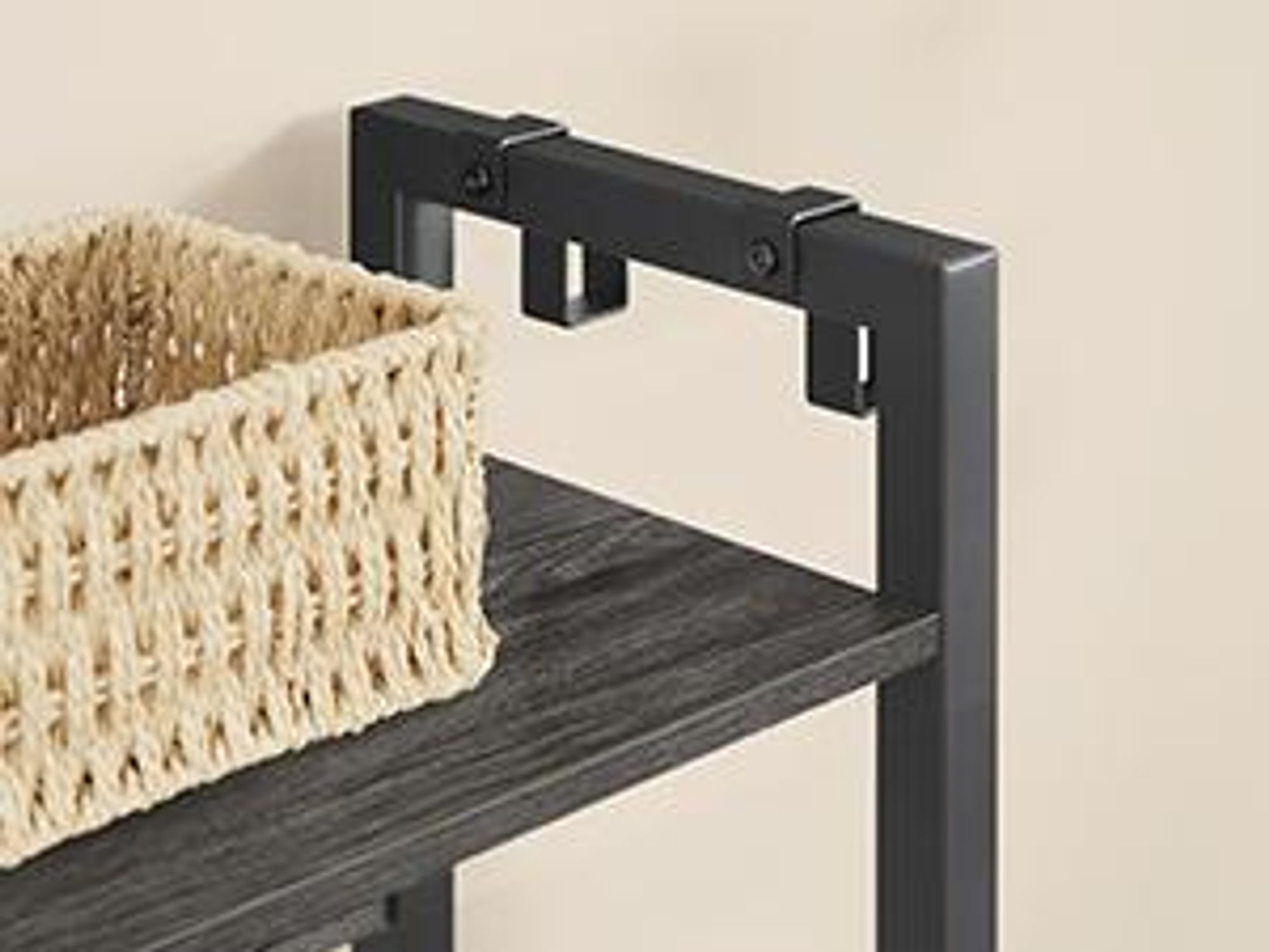 VASAGLE Garderobenständer mit Schuhbank, 5 Regalebenen, 9 Dreifach-Haken, 6 seitliche Haken, 40x120x190 cm, Steingrau-Tintenschwarz