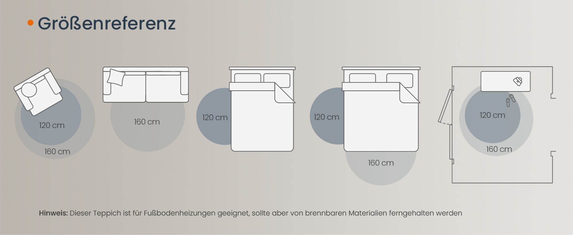 SONGMICS HOME Teppich rund, 120 cm d, Wohnzimmerteppich, rutschfester Teppich, flauschig, Dekoration, für Wohnzimmer, Schlafzimmer, maschinenwaschbar