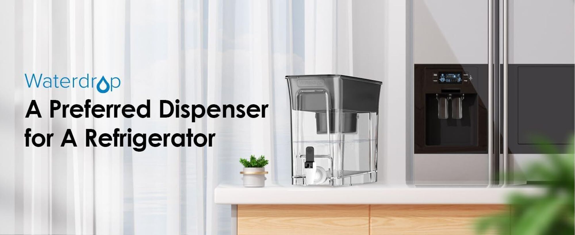 Waterdrop Wasserfilter Kanne, Wasserfilterspender mit 1×90 Tage Filter, NSF er, Reduziert Kalk, Chlor, Blei (Filter: WD-PF-01A Plus)