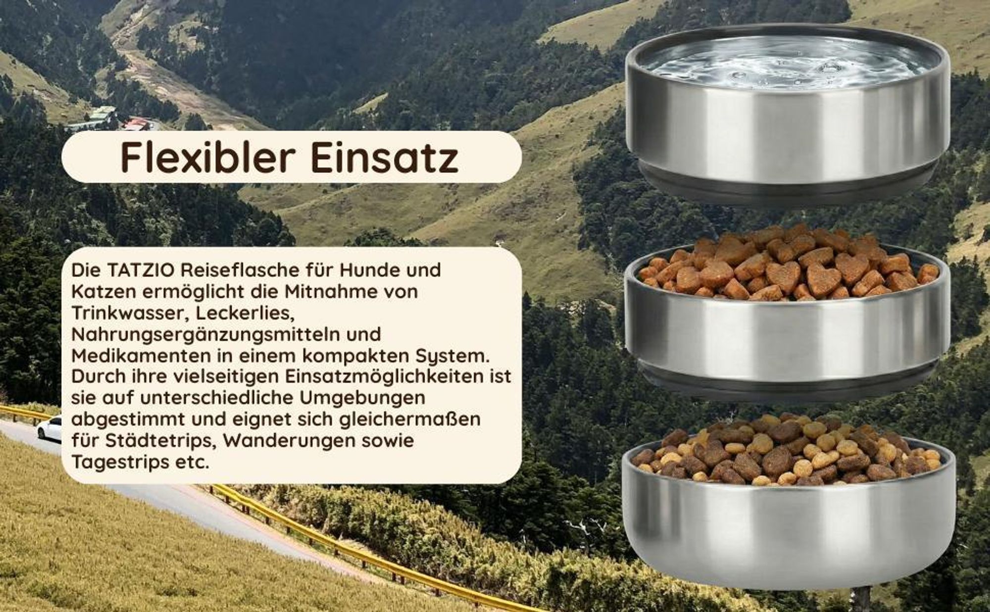 TATZIO Reiseflasche 4in1
