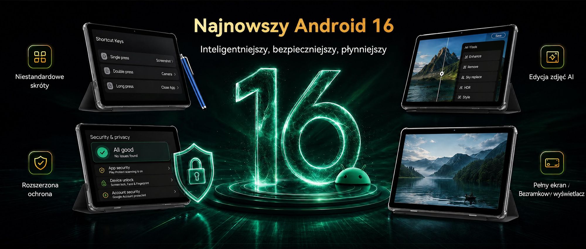 BESTTAB T20 10.1'' Android 16 Set Tablet, 24GB (8+16GB z możliwością rozszerzenia) RAM+256GB ROM (2TB TF), z pokrowcem/piórem/myszą/klawiaturą, Widevine L1, 5G WiFi