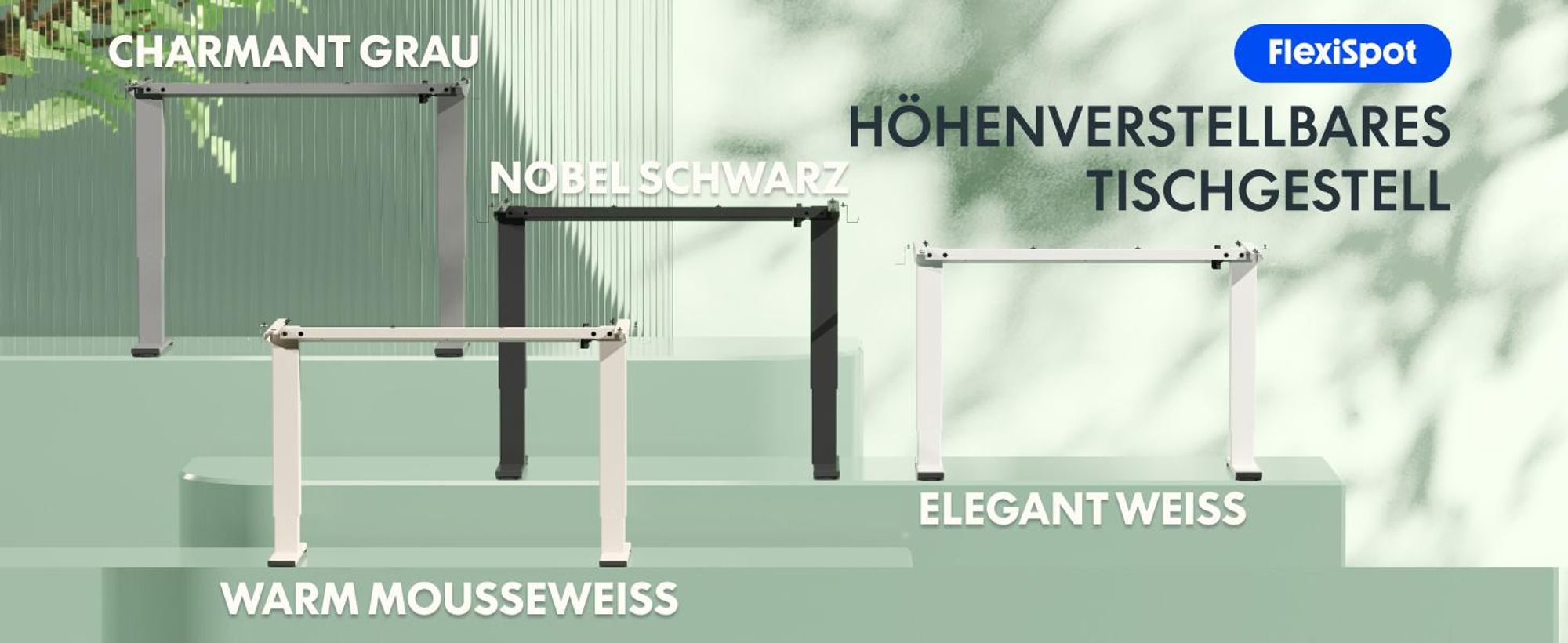 FlexiSpot EN1 Höhenverstellbarer Schreibtisch Gestell mit 2 Haken und Höhenmemory-Funktion&LED-Höhenanzeige, Elektrisch Tischbeine Mousseweiß