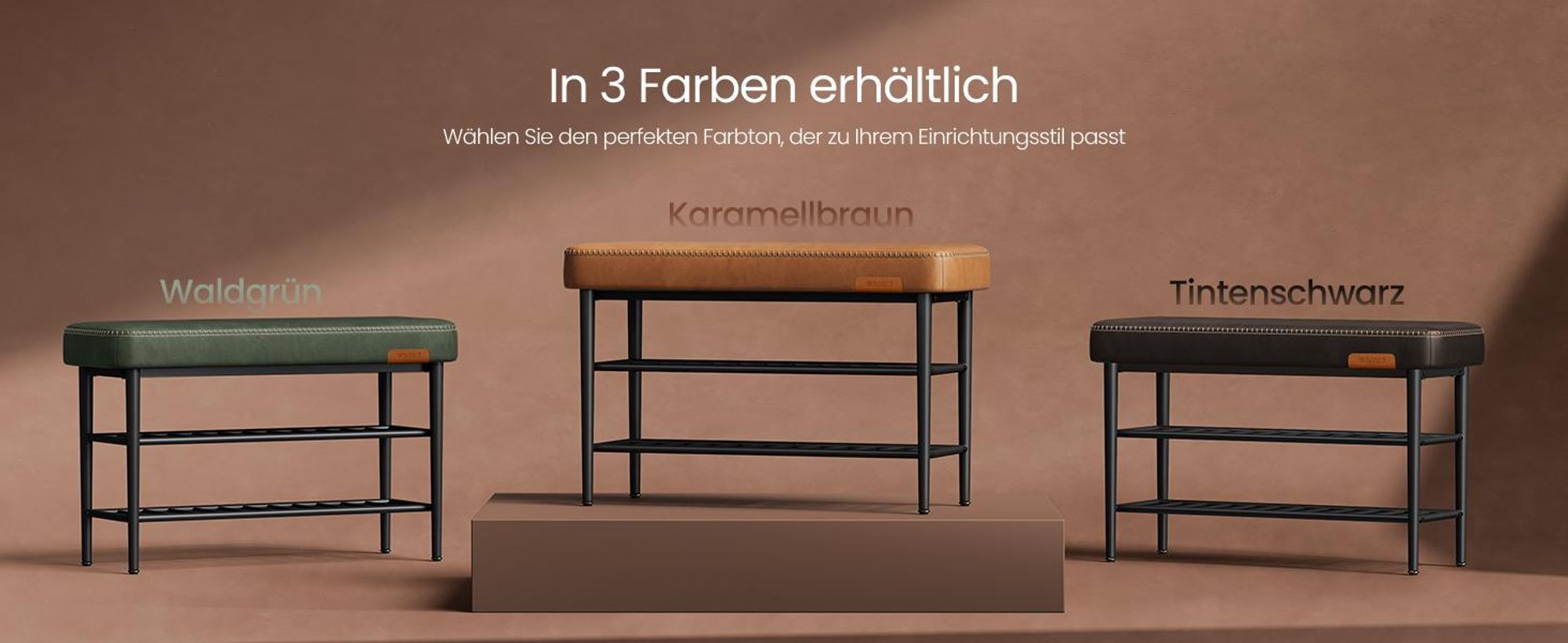 VASAGLE EKHO Kollektion - Schuhbank, Kunstleder, 30 x 80 x 50 cm, braun